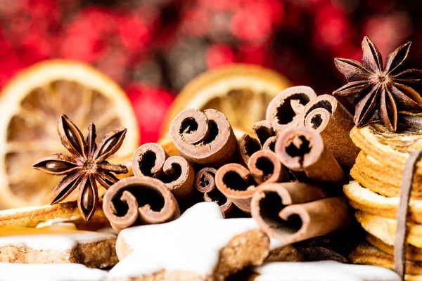 Christmas Dried Oranges Cinnamon Sticks Anise Star — Stock Photo, Image