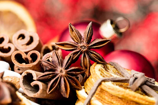 Christmas Dried Oranges Cinnamon Sticks Anise Star — Stock Photo, Image