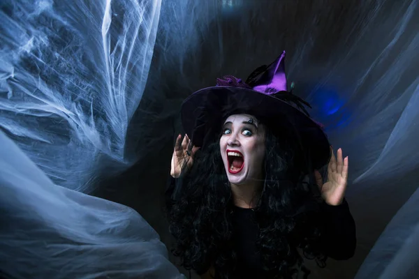 Mulher Vestindo Traje Halloween Férias — Fotografia de Stock