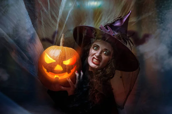 Donna Che Indossa Costume Halloween Vacanze — Foto Stock