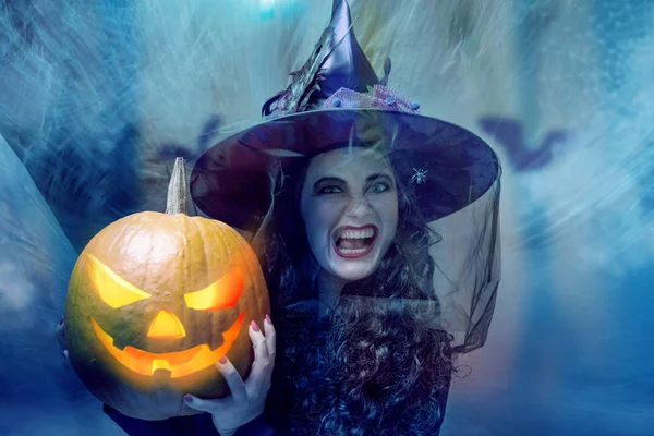 Donna Che Indossa Costume Halloween Vacanze — Foto Stock