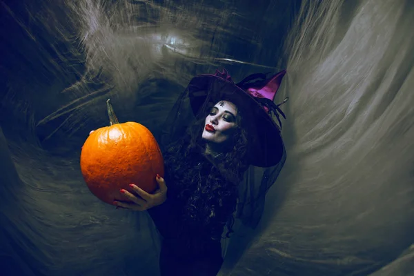 Mulher Vestindo Traje Halloween Férias — Fotografia de Stock