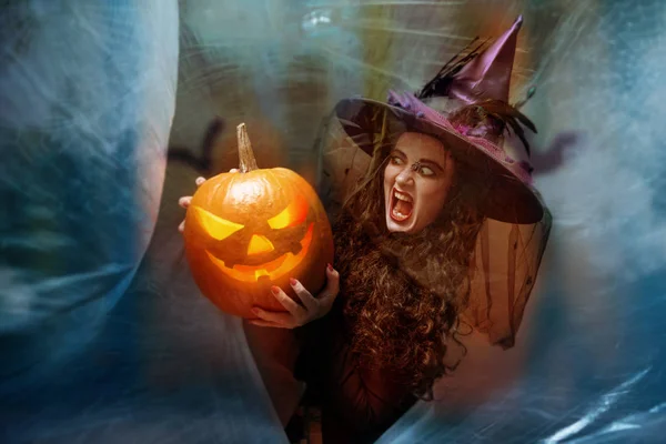 Donna Che Indossa Costume Halloween Vacanze — Foto Stock