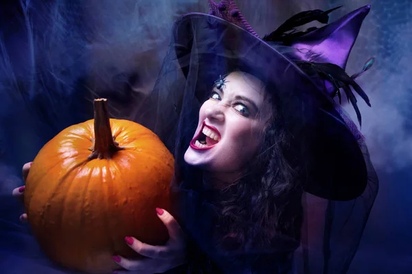 Donna Che Indossa Costume Halloween Vacanze — Foto Stock