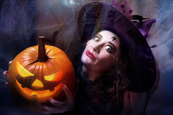 Donna Che Indossa Costume Halloween Vacanze — Foto Stock