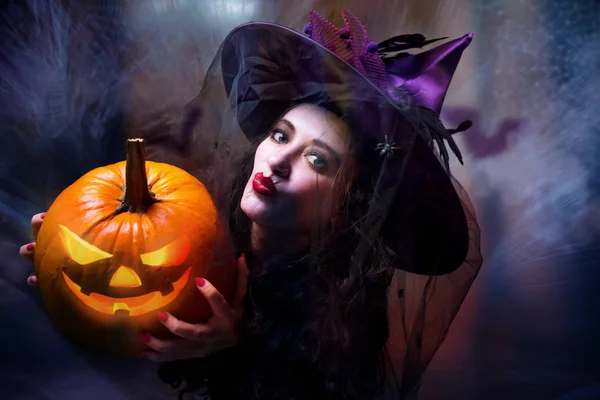 Mulher Vestindo Traje Halloween Férias — Fotografia de Stock