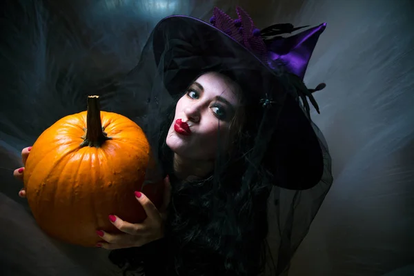 Donna Che Indossa Costume Halloween Vacanze — Foto Stock