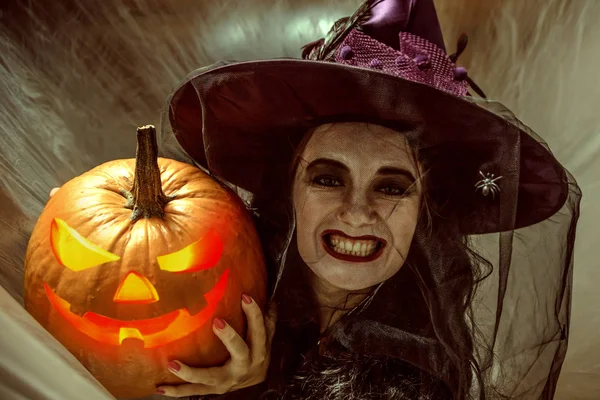 Mulher Vestindo Traje Halloween Férias — Fotografia de Stock