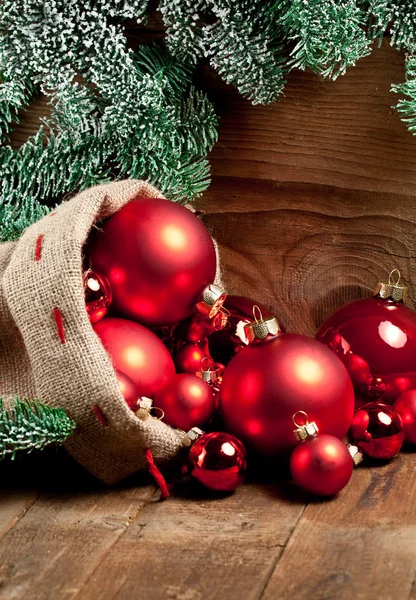 Festive Christmas Decoration Wooden Board Background — Stock Photo, Image