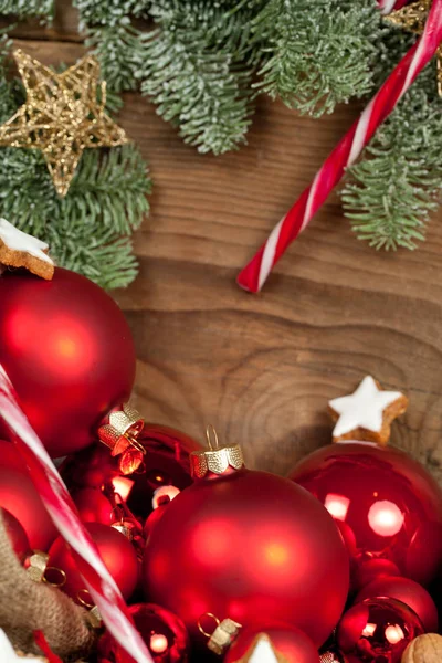 Festive Christmas Decoration Wooden Board Background — Stock Photo, Image