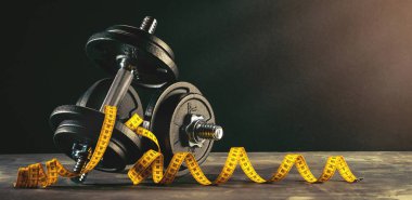 Fitness dambıl, ağırlık ekipmanları, seçici odak, fitness kulübü,