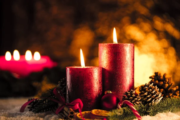 Christmas Candles Lights Christmas Background — Stock Photo, Image