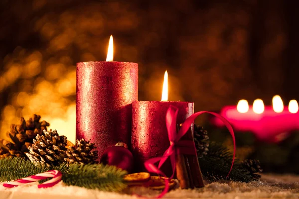 Candele Luci Natale Sfondo Natale — Foto Stock