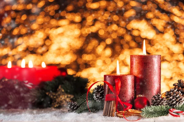 Candele Luci Natale Sfondo Natale — Foto Stock