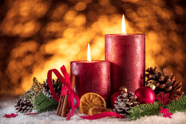 Kerstkaarsen Lichtjes Kerst Achtergrond — Stockfoto