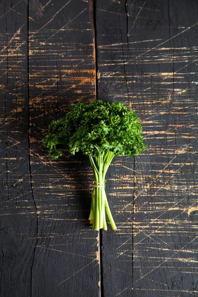 Parsley Wooden Table Close — Stock Photo, Image