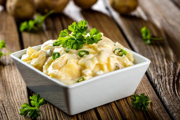 Salada Batata Com Iogurte Maionese Molho Com Cebolinha — Fotografia de Stock