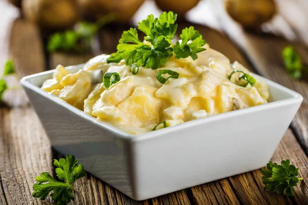 Potato Salad Yoghurt Mayonnaise Dressing Chives — Stock Photo, Image