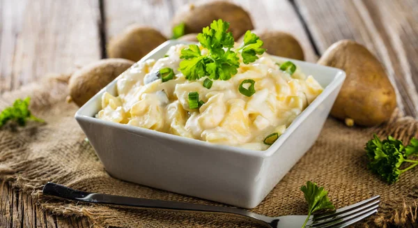 Potato Salad Yoghurt Mayonnaise Dressing Chives — Stock Photo, Image
