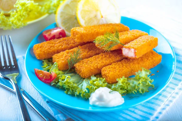 Fried Fish Sticks Fish Fingers Fish Sticks Lemon Sauces Ready Royalty Free Stock Photos