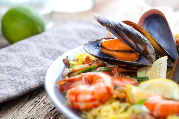 Паелья Морепродуктами Традиційна Іспанська Їжа — стокове фото