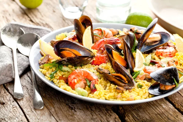 Паелья Морепродуктами Традиційна Іспанська Їжа — стокове фото