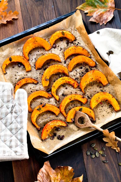 Rodajas Calabaza Horno Con Tomillo Miel Postre Saludable Para Gourmets — Foto de Stock