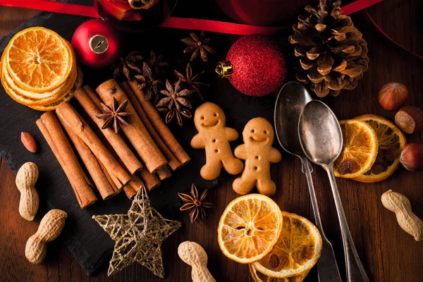 Christmas Gingerbread Cookies Decorated New Year Day Christmas Party Winter — Stock Photo, Image