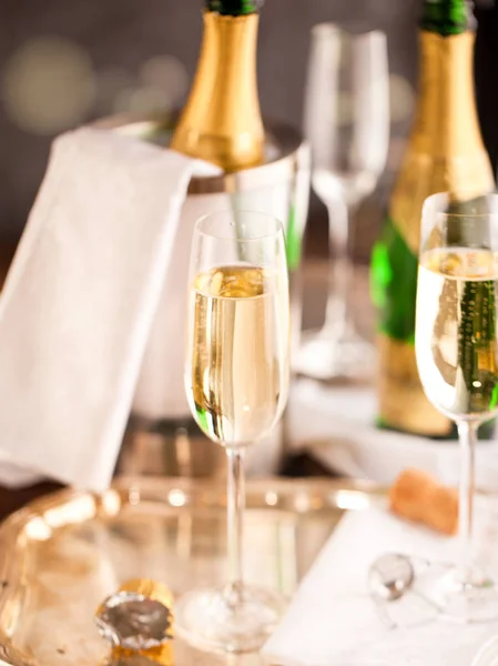 Champagne Glasses Bottle — Stock Photo, Image