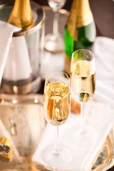 Champagneglazen Fles — Stockfoto