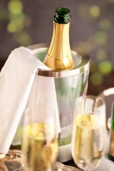 Champagneglazen Fles — Stockfoto