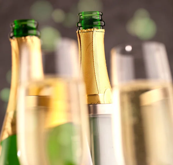 Champagne Glasses Bottle — Stock Photo, Image