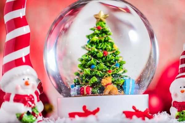 Globo Neve Natal Fundo Madeira — Fotografia de Stock