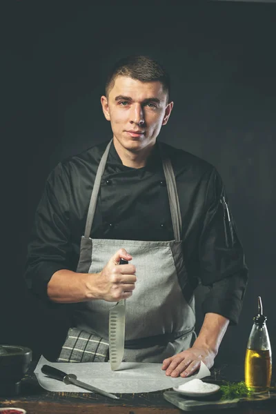 Chef Masculino Cocina Restaurante — Foto de Stock