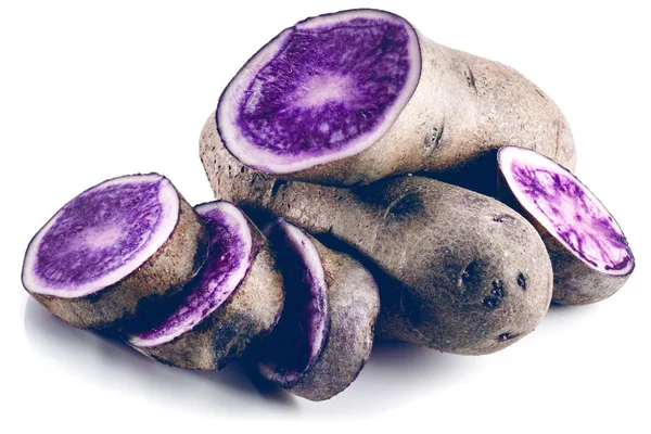 Purple Potato Isolated White Close — Stock Photo, Image