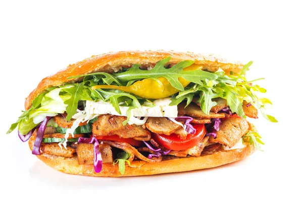 Delicious Kebab Sandwich Isolated — Stock Photo, Image