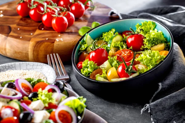 Grönsakssalladsskål Köksbordet Balanserad Kost — Stockfoto