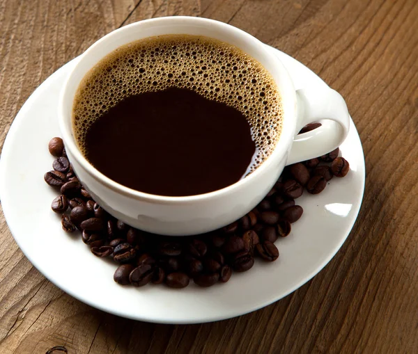 Kopje Warme Koffie Drinken Met Koffie Lichtbundel Van — Stockfoto