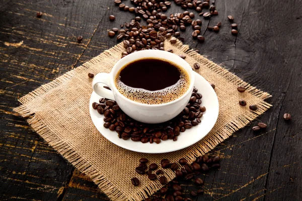 Kopp Varm Kaffe Dryck Med Kaffe Strålens — Stockfoto