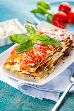 Taze İtalyan lazanya, yakın