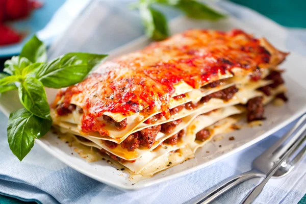 Fresh Italian Lasagne Close — Stock Photo, Image