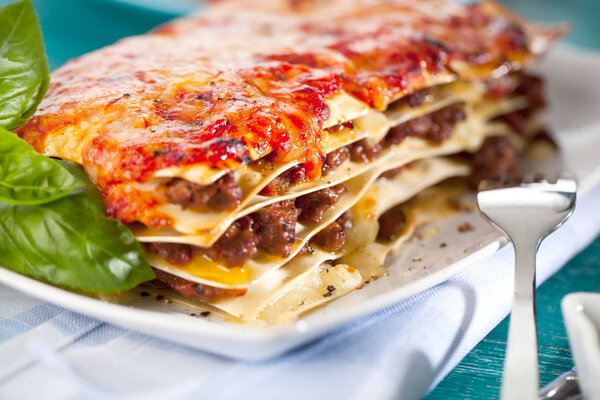 Fresh italian lasagne, close up