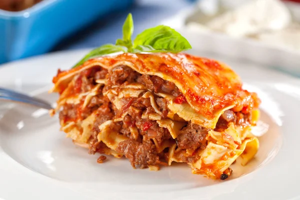 Lasagnes Italiennes Fraîches Gros Plan — Photo