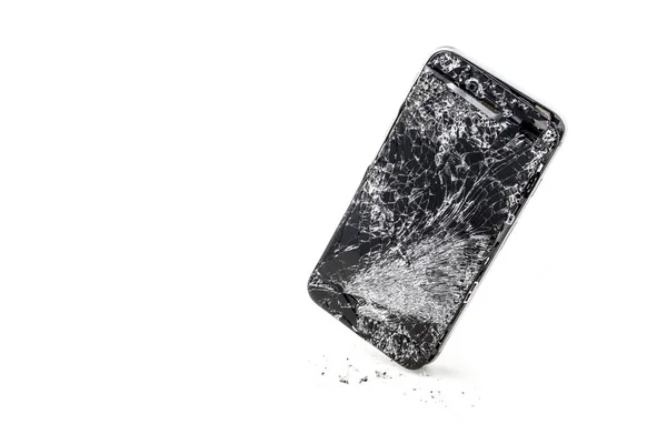 Cep Telefonu Gri Arka Plan Üzerinde Kırık Dokunmatik Ekran Ile — Stok fotoğraf