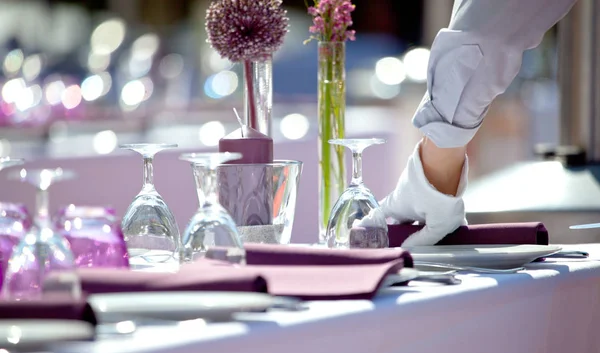 Servicio Catering Cubierta Hotel Tabel — Foto de Stock