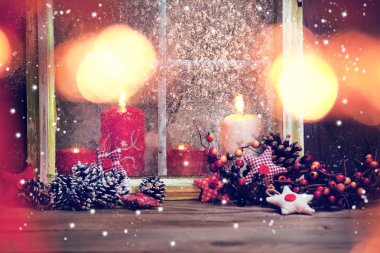 Noel pencere dekorasyon, yakın