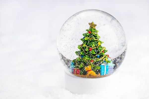 Svátek Vánoční Pozadí Sněhová Koule — Stock fotografie