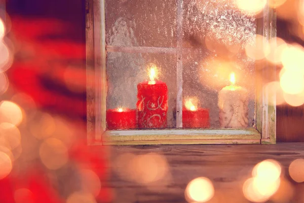 Christmas Window Decoration Close — Stock Photo, Image