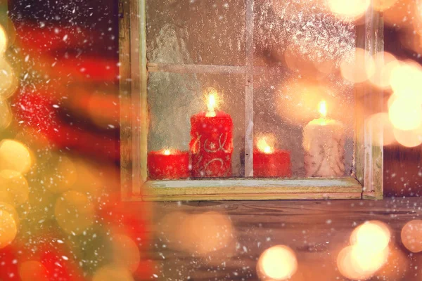 クリスマス ウィンドウ装飾 クローズ アップ — ストック写真