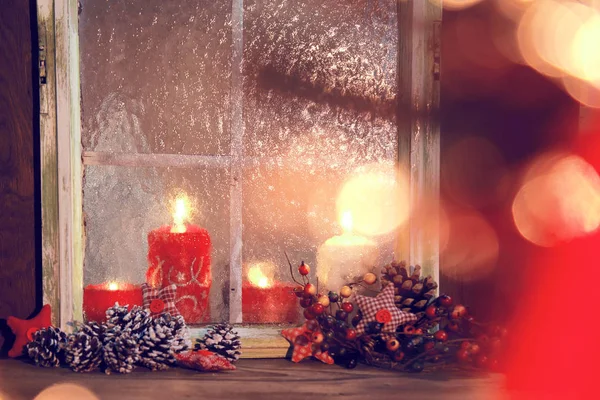 クリスマス ウィンドウ装飾 クローズ アップ — ストック写真